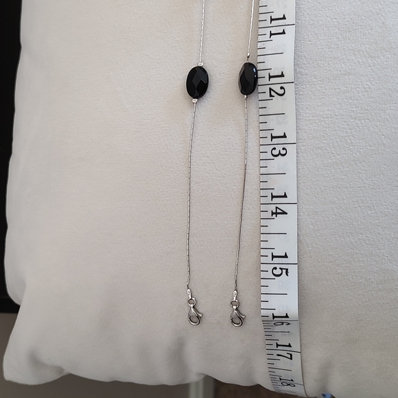 💎 GENUINE Faceted BLACK ONYX & Sterling Silver Necklace - 2 necklaces 💎 - Picture 2 of 7